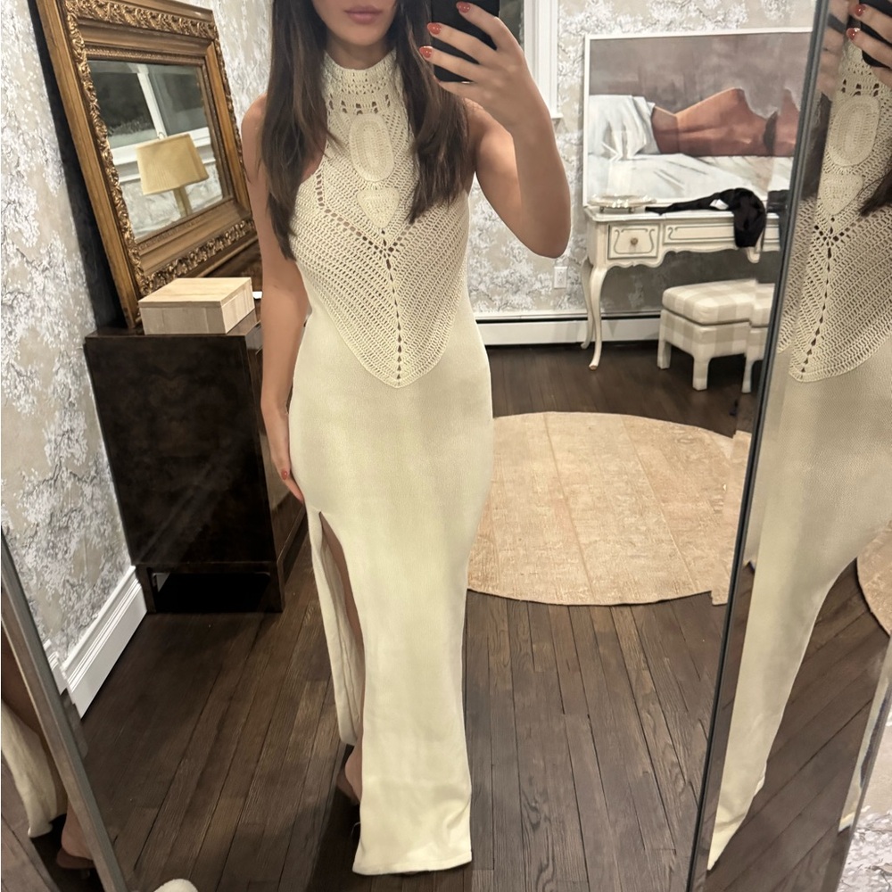 House of Harlow 1960 Cream Crochet Maxi Dress